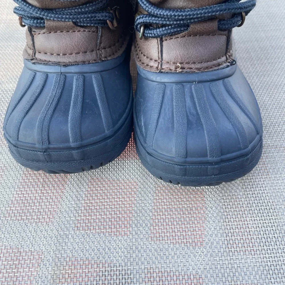 Nautica Yarmuk Toddler Size 9 Brown Faux Fur Lined Duck Boots Winter Snow Shoes
